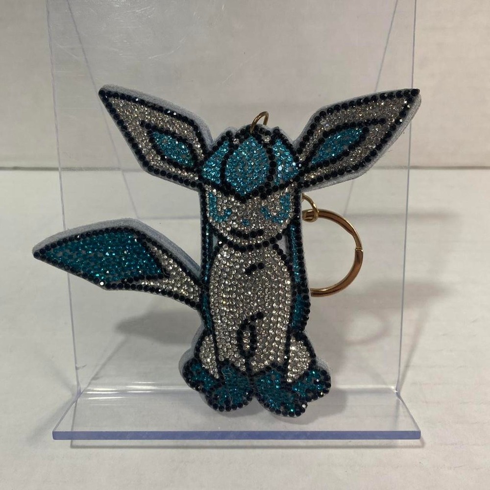 Pokemon Keychain Glaceon Rhinestone Glitter Charm Japan Import